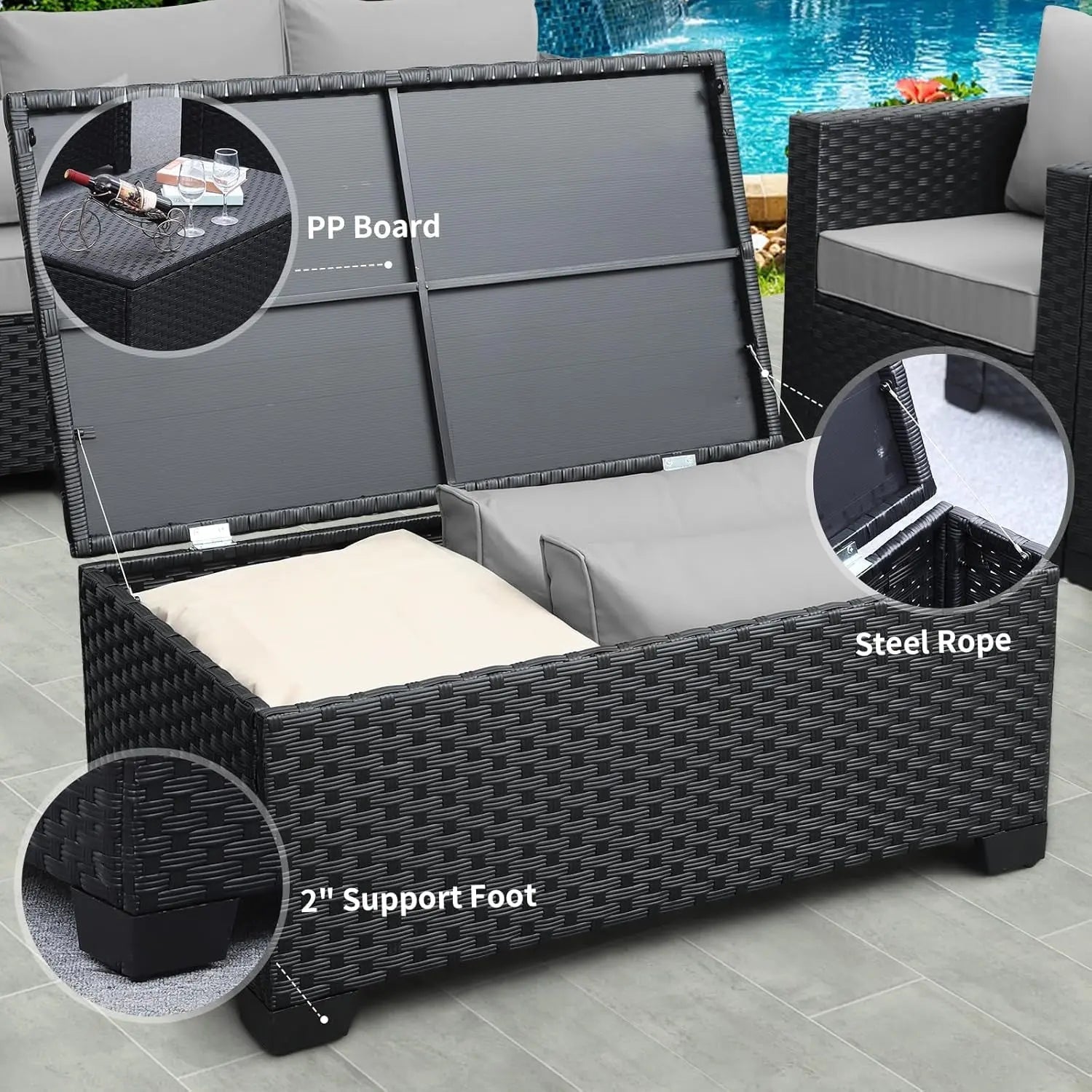 Rattaner Patio Furniture Sets 7 Pieces Outdoor Furniture Sectional PatQuality and Durable: founded atop an anti-rust steel frame, wrapped in dense HDPE wicker with woven details closely in a black finish with stereo arcuate stripe for RattanerNovacartRattaner Patio Furniture Sets