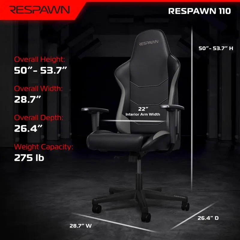 RESPAWN 110 Gaming Chair - Gamer Chair PC Computer Chair, Ergonomic GaWelcome to the standard in gaming chairs – the RESPAWN 110 Gaming Chair. This isn't just a chair; it's your ticket to comfort paradise, where every gaming session feNovaCartNovacartRESAPWN 110 Gaming Chair