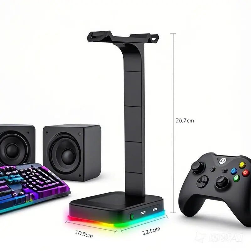 RGB Gaming Headset Stand w/ USB Ports, Game Headphone Mount, Earphone Holder Hanger - Novacart