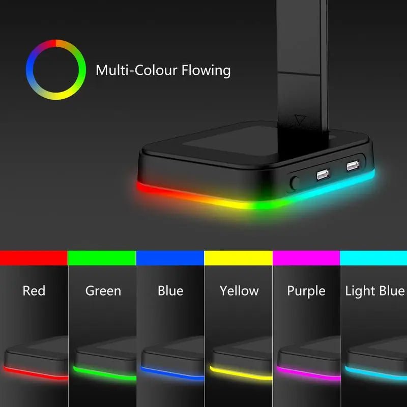 RGB Gaming Headset Stand w/ USB Ports, Game Headphone Mount, Earphone Holder Hanger - Novacart