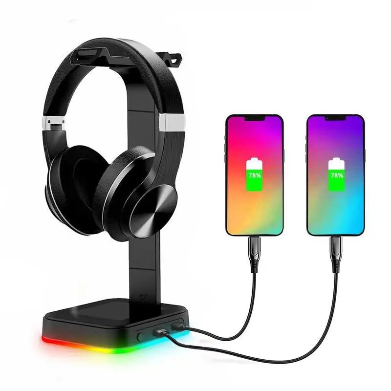 RGB Gaming Headset Stand w/ USB Ports, Game Headphone Mount, Earphone Holder Hanger - Novacart