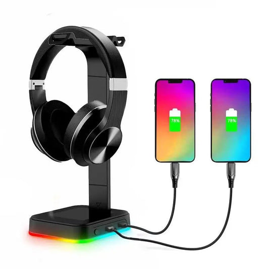 RGB Gaming Headset Stand w/ USB Ports, Game Headphone Mount, Earphone Holder Hanger - Novacart