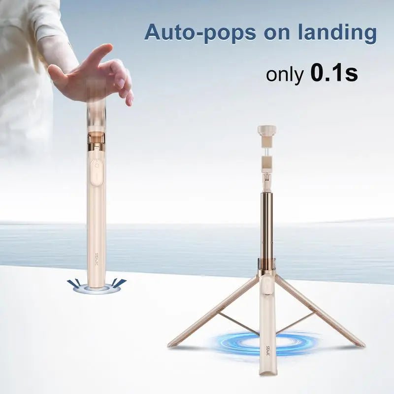 SEAJIC Automatic Tripod for Iphone, 66"Phone Tripod Selfie Stick for CThe world's first tripod that automatically pops open when placed on the ground!
This is a brand-new upgrade of the world's first stand that automatically pops open NovaCartNovacartAutomatic Tripod for Iphone