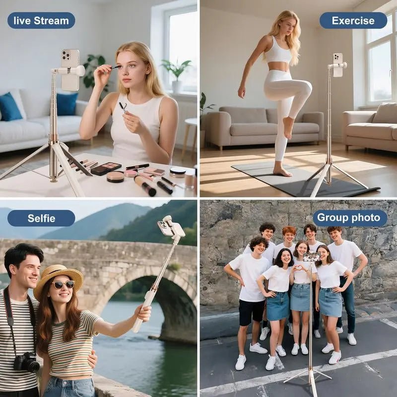 SEAJIC Automatic Tripod for Iphone, 66"Phone Tripod Selfie Stick for CThe world's first tripod that automatically pops open when placed on the ground!
This is a brand-new upgrade of the world's first stand that automatically pops open NovaCartNovacartAutomatic Tripod for Iphone