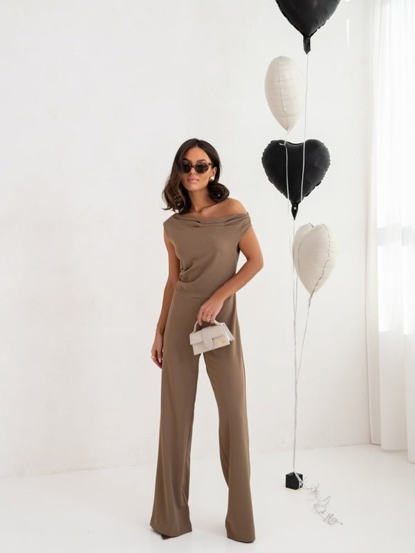 Sexy Jumpsuits For Women Falling Straps Business Rompers Elegant Straight Long Pants Rompers Fastened With A Zipper On The Side. - Novacart