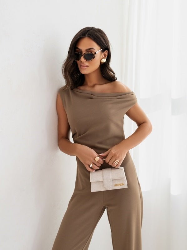 Sexy Jumpsuits For Women Falling Straps Business Rompers Elegant Straight Long Pants Rompers Fastened With A Zipper On The Side. - Novacart