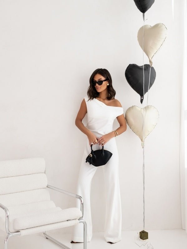 Sexy Jumpsuits For Women Falling Straps Business Rompers Elegant Straight Long Pants Rompers Fastened With A Zipper On The Side. - Novacart