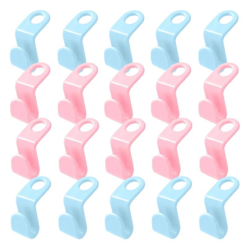 Space Saving Hangers Connector Hooks 20 Counts, High Load - Bearing Clothes Hanger Connector Hooks, Hooks for Hangers, Random Colors - Novacart