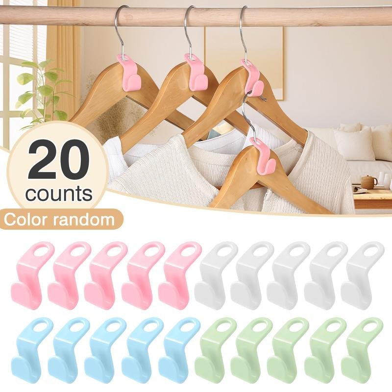 Space Saving Hangers Connector Hooks 20 Counts, High Load - Bearing Clothes Hanger Connector Hooks, Hooks for Hangers, Random Colors - Novacart