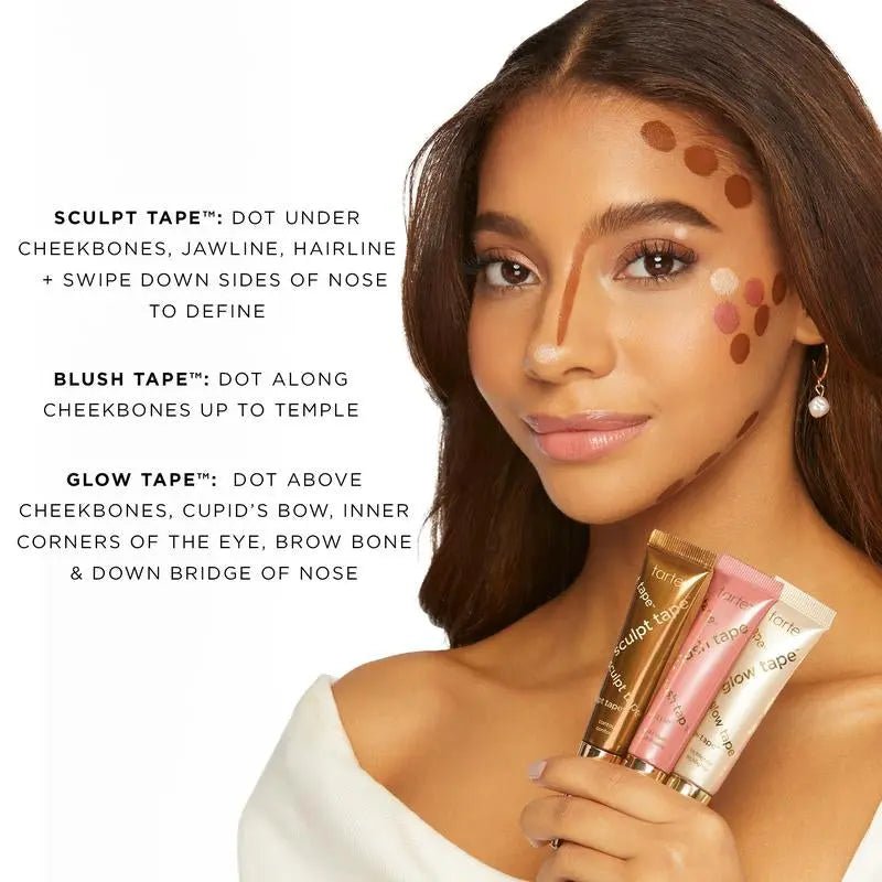 Tarte Sculpt Tape + Sculpting Cheek Brush DuoYour ultimate duo for a snatched look: sculpt tape contour + a FREE brush!

sculpt tape contour aka an instant face lift in a tube
designed to instantly sculpt for aNovaCartNovacartTarte Sculpt Tape