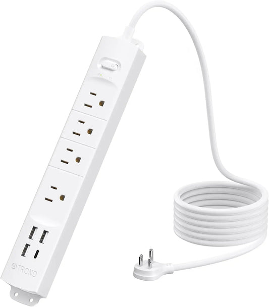 TROND Surge Protector Power Strip with USB, Ultra Thin Flat Plug 6Ft ESurge Protector Power Strip: This power strip is ETL listed, This power strip surge protector turns one wall outlet into four with 1440 joules surge protection, protTRONDNovacartSurge Protector Power Strip