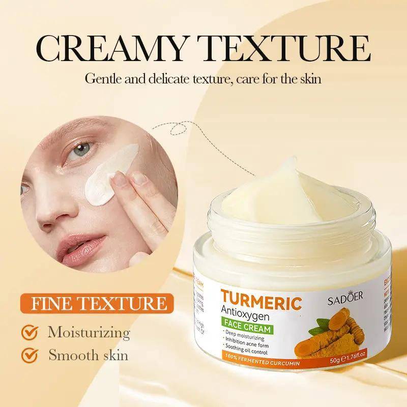 Turmeric Face Cream, Moisturizing Face Cream, Hydrating Nourishing Brightening Face Cream, Face Lotion for Women and Men, Hydrating Serum for Face, Daily Skin Care Product, Face Moisturizer, Smooth, Hydrate Face Care Products - Novacart