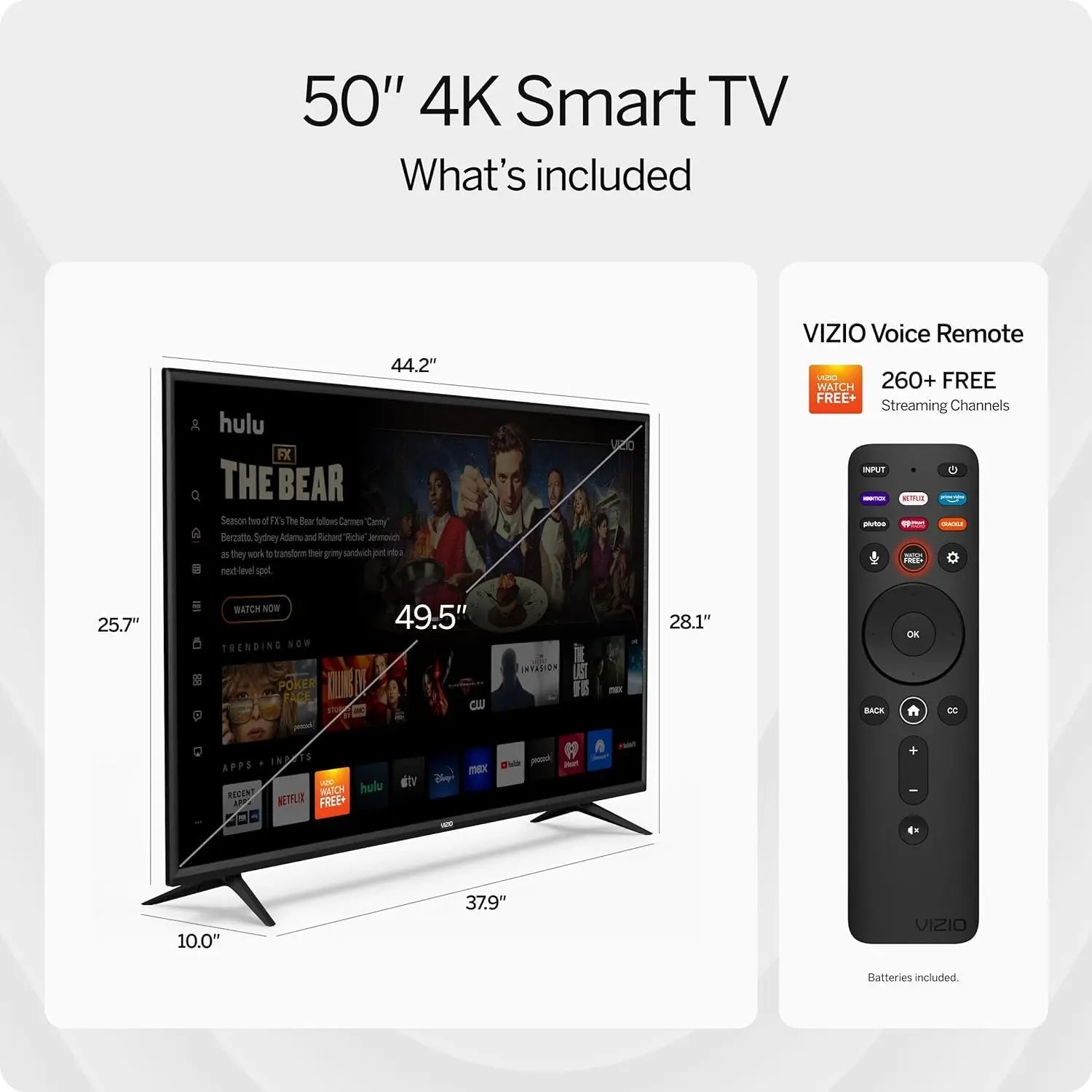 VIZIO 50-Inch V-Series 4K UHD LED Smart TV with Voice Remote, Dolby Vi4K Ultra HD - Over 8 million pixels for breathtaking detail. 4 times the resolution of 1080p!
Dolby Vision HDR and HDR10 - See it the way the director intended. DolbVIZIONovacartVIZIO 50-Inch V-Series