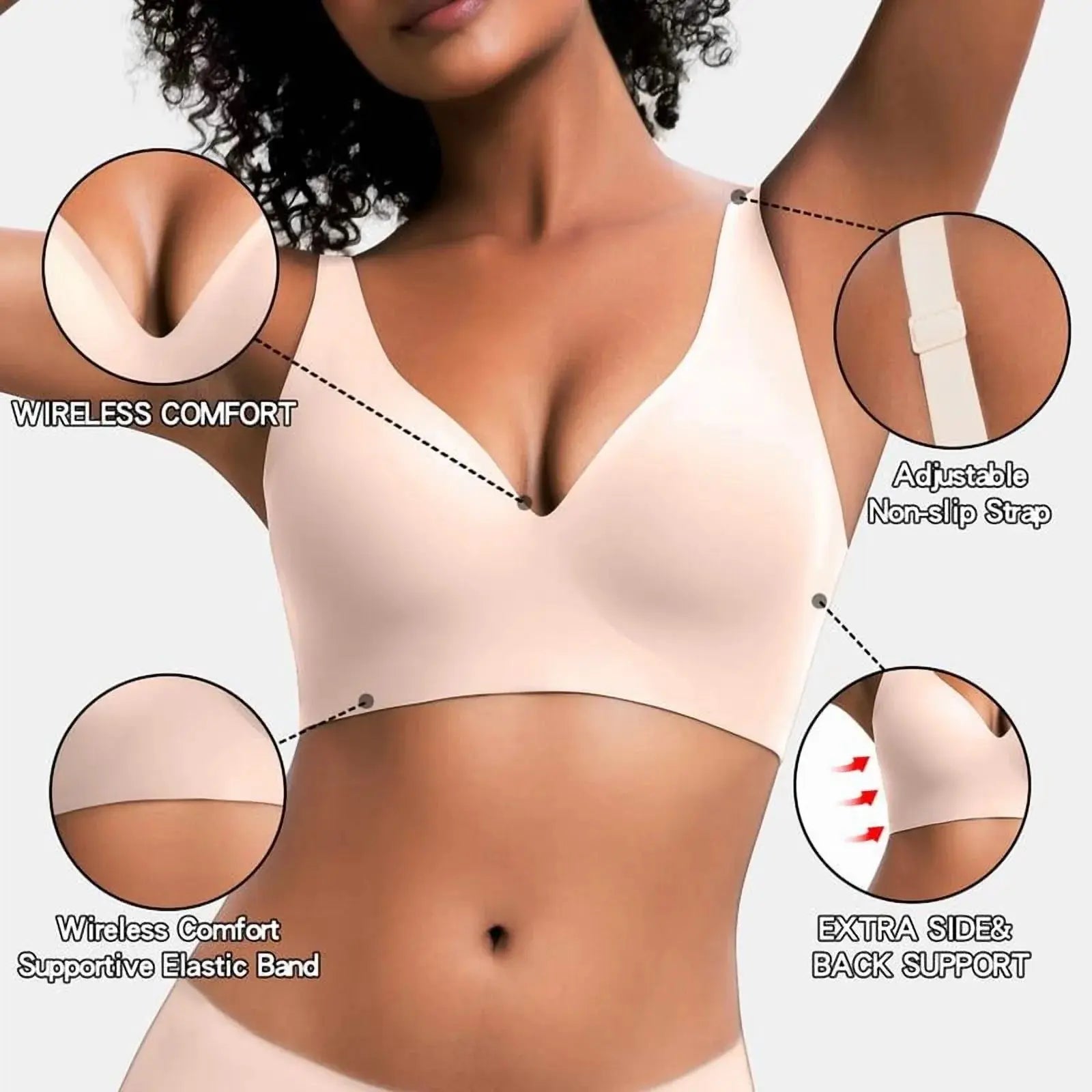 VRCOMFY Jelly Wireless Womens Comfortable Wireless Bras Push up BraletSize Type：Plus Size,Normal Type Pattern：Plain Bra Coverage：full coverage Bra Type：Wireless Underwire type：Wire Free Season：All Seasons Neckline：V-Neck Quantity Per PNovaCartNovacartVRCOMFY Jelly Wireless
