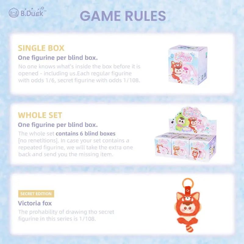 Weather Baby Series Figures Silicone Face Plush, Blind Box Mystery BoxDesigner: B.Duck
Release Date: October, 2024
Material: ABS/PVC
Manufacturer recommended age: 15 years and up
Blind Box: All items are figurine products with differenNovaCartNovacartWeather Baby Series