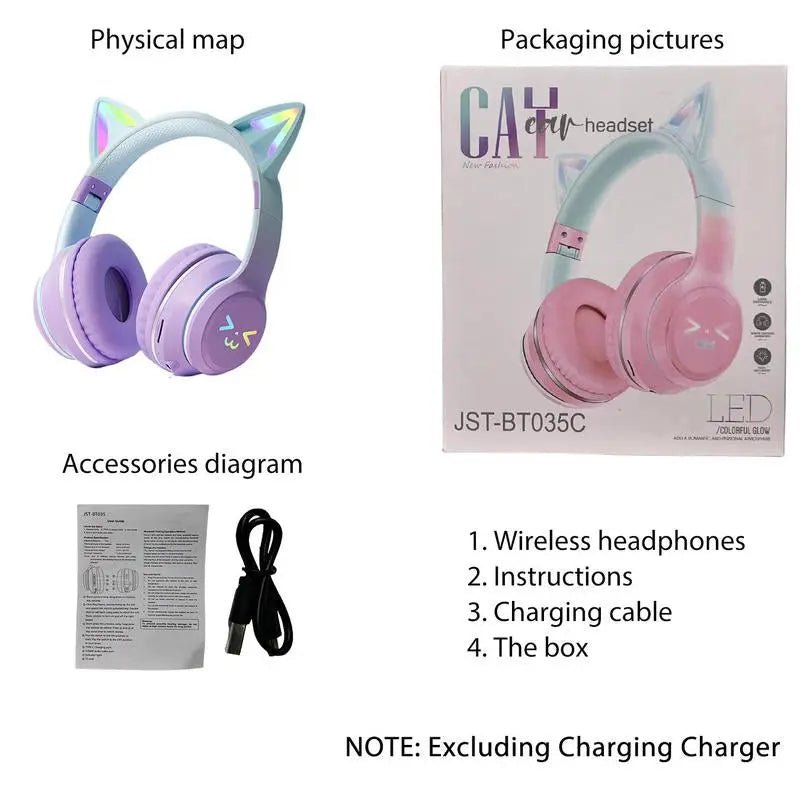 Wireless Headphones, Cat Ear Design Headphone with Built-In MicrophoneNovaCartNovacartWireless Headphones