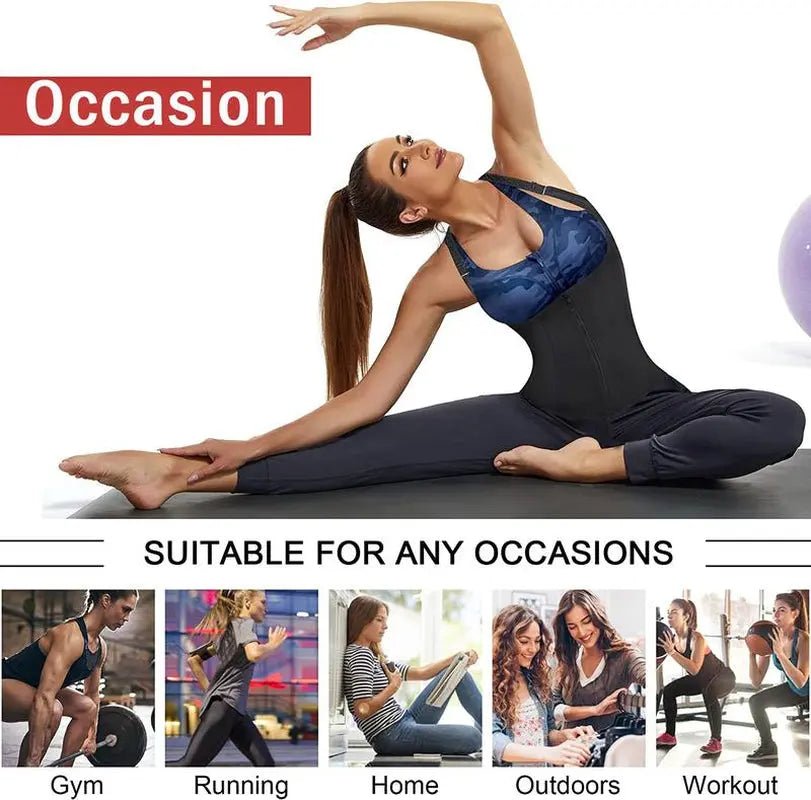 Women Corset Vest Waist Trainer Cincher Trimmer Sports Girdle with SteColour:Black/Nude
Size:S/M/L/XL/2XL
Farbic:Polyester90%;Spandex10%
Zipper / Hook &amp; Eye closure;
Suitable for Casual, Sports,Yoga,Running,Gym,Exercise
Hand wash rNovaCartNovacartWomen Corset Vest