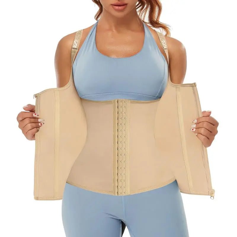 Women Corset Vest Waist Trainer Cincher Trimmer Sports Girdle with SteColour:Black/Nude
Size:S/M/L/XL/2XL
Farbic:Polyester90%;Spandex10%
Zipper / Hook &amp; Eye closure;
Suitable for Casual, Sports,Yoga,Running,Gym,Exercise
Hand wash rNovaCartNovacartWomen Corset Vest