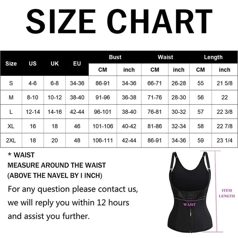 Women Corset Vest Waist Trainer Cincher Trimmer Sports Girdle with SteColour:Black/Nude
Size:S/M/L/XL/2XL
Farbic:Polyester90%;Spandex10%
Zipper / Hook &amp; Eye closure;
Suitable for Casual, Sports,Yoga,Running,Gym,Exercise
Hand wash rNovaCartNovacartWomen Corset Vest