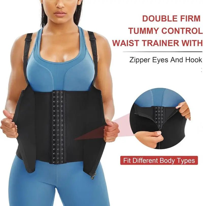 Women Corset Vest Waist Trainer Cincher Trimmer Sports Girdle with SteColour:Black/Nude
Size:S/M/L/XL/2XL
Farbic:Polyester90%;Spandex10%
Zipper / Hook &amp; Eye closure;
Suitable for Casual, Sports,Yoga,Running,Gym,Exercise
Hand wash rNovaCartNovacartWomen Corset Vest