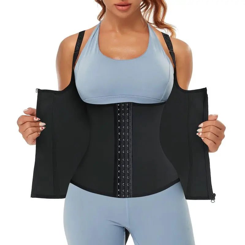 Women Corset Vest Waist Trainer Cincher Trimmer Sports Girdle with SteColour:Black/Nude
Size:S/M/L/XL/2XL
Farbic:Polyester90%;Spandex10%
Zipper / Hook &amp; Eye closure;
Suitable for Casual, Sports,Yoga,Running,Gym,Exercise
Hand wash rNovaCartNovacartWomen Corset Vest