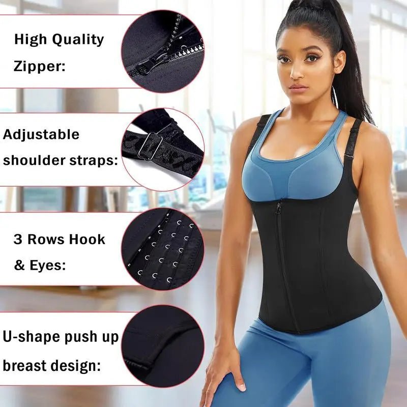 Women Corset Vest Waist Trainer Cincher Trimmer Sports Girdle with SteColour:Black/Nude
Size:S/M/L/XL/2XL
Farbic:Polyester90%;Spandex10%
Zipper / Hook &amp; Eye closure;
Suitable for Casual, Sports,Yoga,Running,Gym,Exercise
Hand wash rNovaCartNovacartWomen Corset Vest