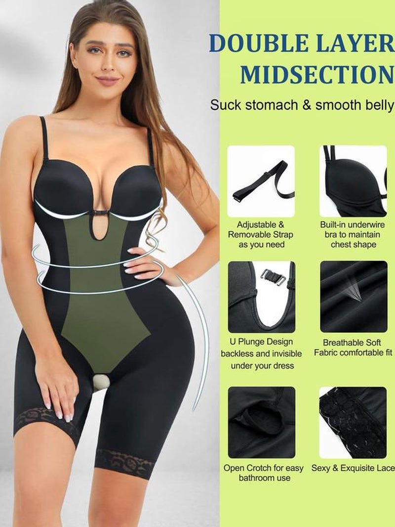 Women'S Contrast Lace Cut Out Shapewear Bodysuit, Adjustable Strap Criss Cross Cami Shapewear, Fajas Colombianas for Women, Shapewear Bodysuit, Tummy Control Shapewear, Shapewear Tummy Control, Waist Trainer Shaper - Novacart