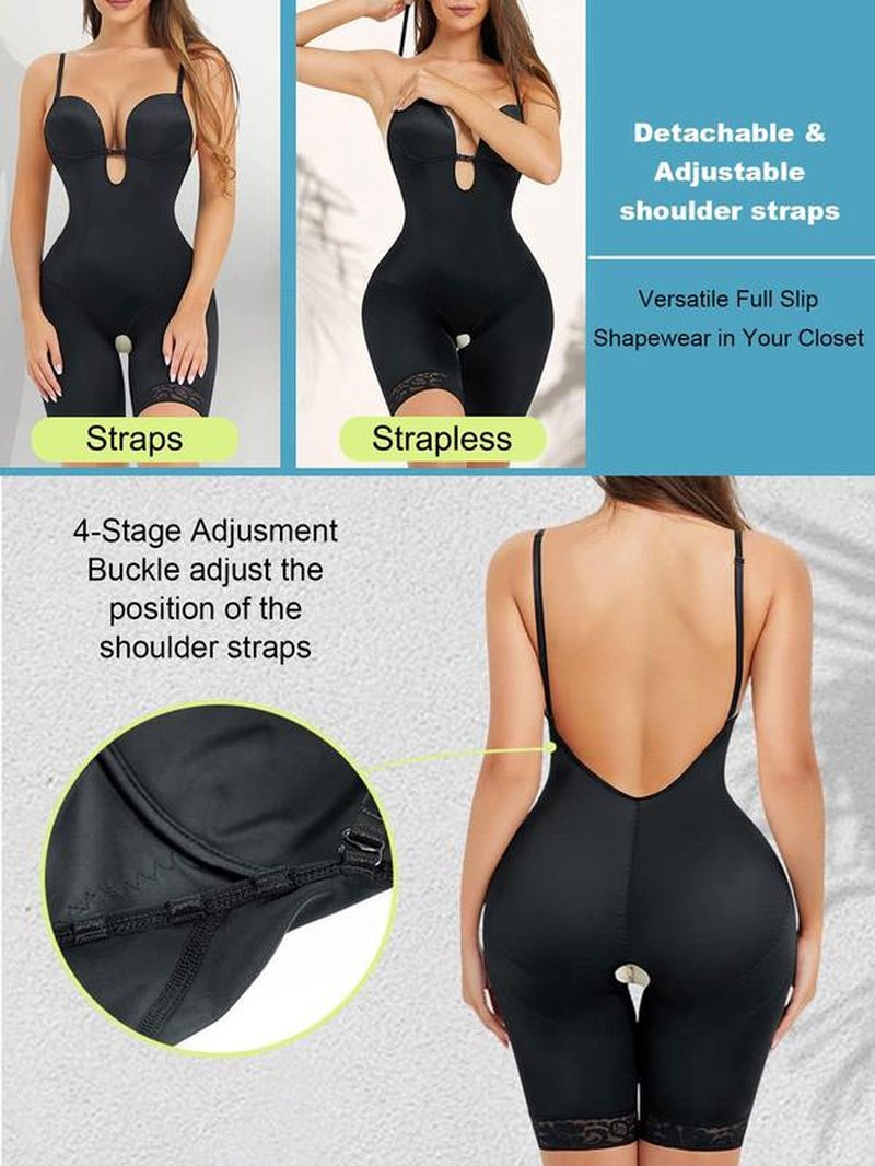 Women'S Contrast Lace Cut Out Shapewear Bodysuit, Adjustable Strap Criss Cross Cami Shapewear, Fajas Colombianas for Women, Shapewear Bodysuit, Tummy Control Shapewear, Shapewear Tummy Control, Waist Trainer Shaper - Novacart