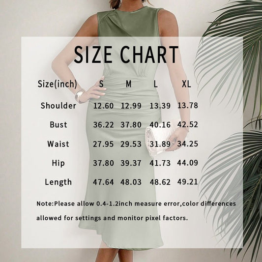 Women's Summer Sleeveless Tank Dress Crew Neck Slim Fit Ruched Bodycon Dress Casual Party Club Dress - Novacart