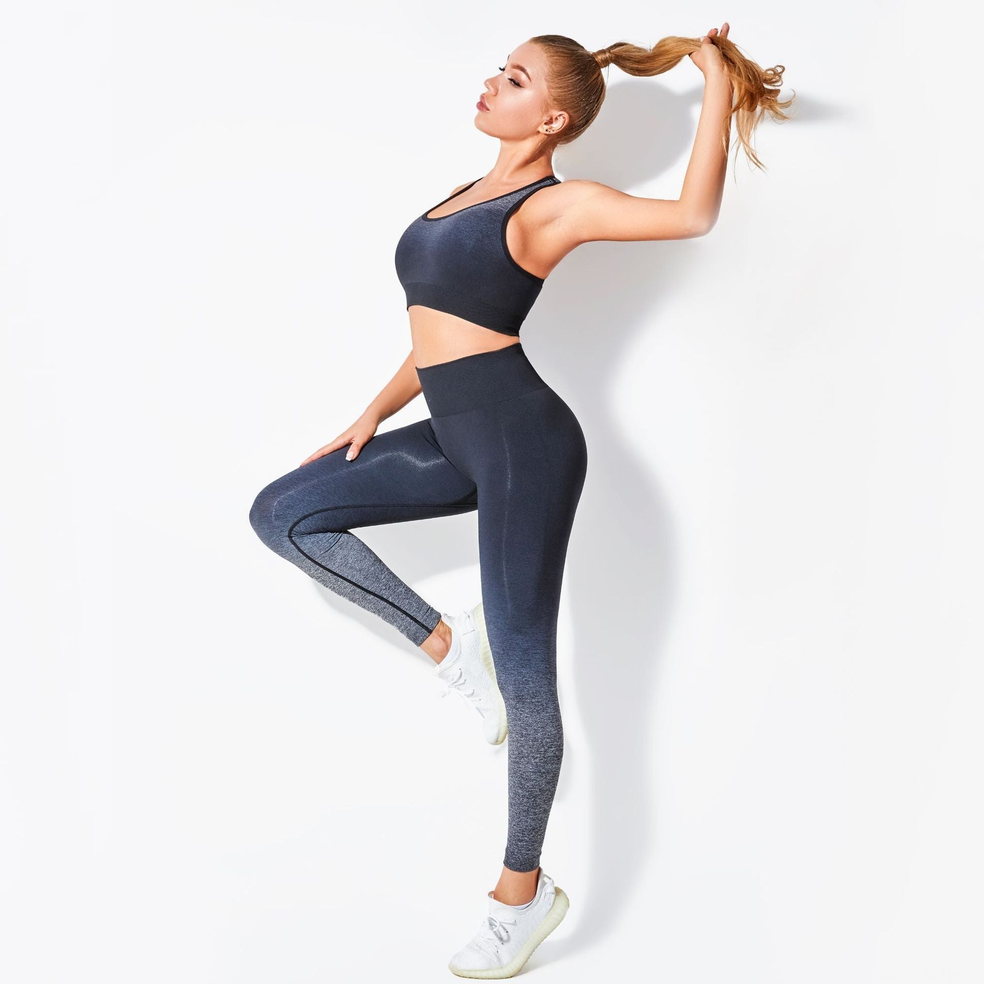 Yoga Fitness Hanging Dyed Gradient Bra Trousers Suit - Novacart