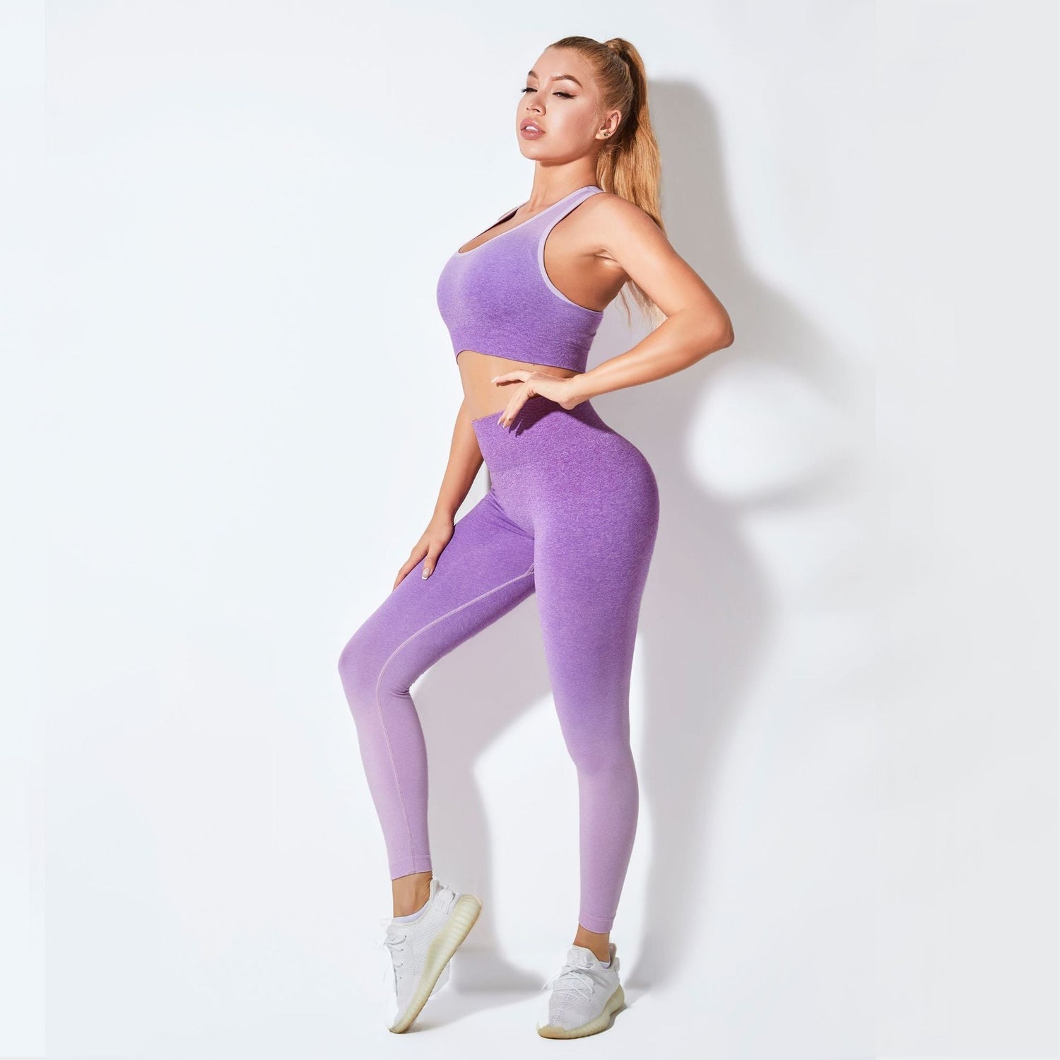 Yoga Fitness Hanging Dyed Gradient Bra Trousers Suit - Novacart