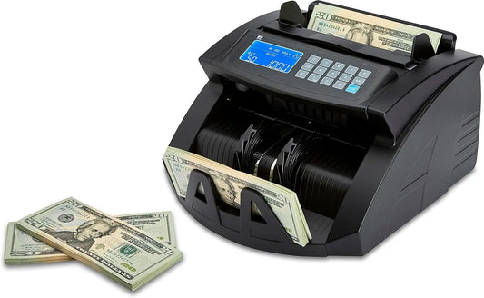 Zzap Bill Value Counter - Money Cash Currency Machine (NC20)Just launched, 2025 Model / Counts the total VALUE &amp; quantity for SINGLE denomination (sorted) bills
Batch counting function (1-999) / Add function / Automatic oZZapNovacartZzap Bill Value Counter